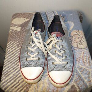 Converse Gray Canvas Sneakers with White and Red Accents